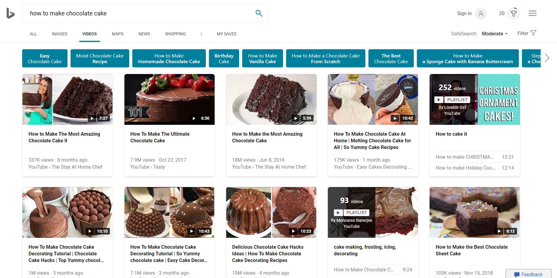 Bing SERP for query: how to make chocolate cake