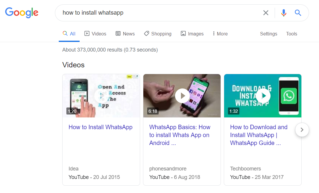 Featured snippet - Video example
