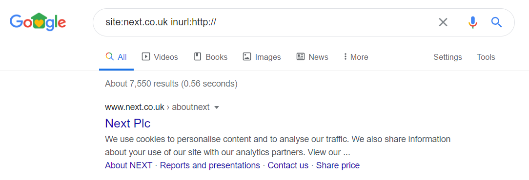 Google SERP - HTTP URL example