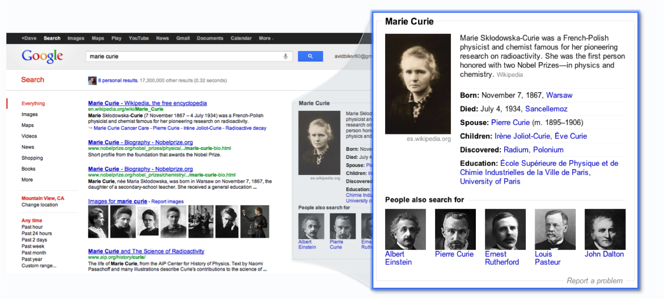 Marie Curie Knowledge Graph Example 2