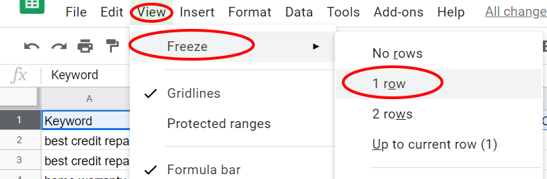 FKR - DUT - step 4 - freeze column